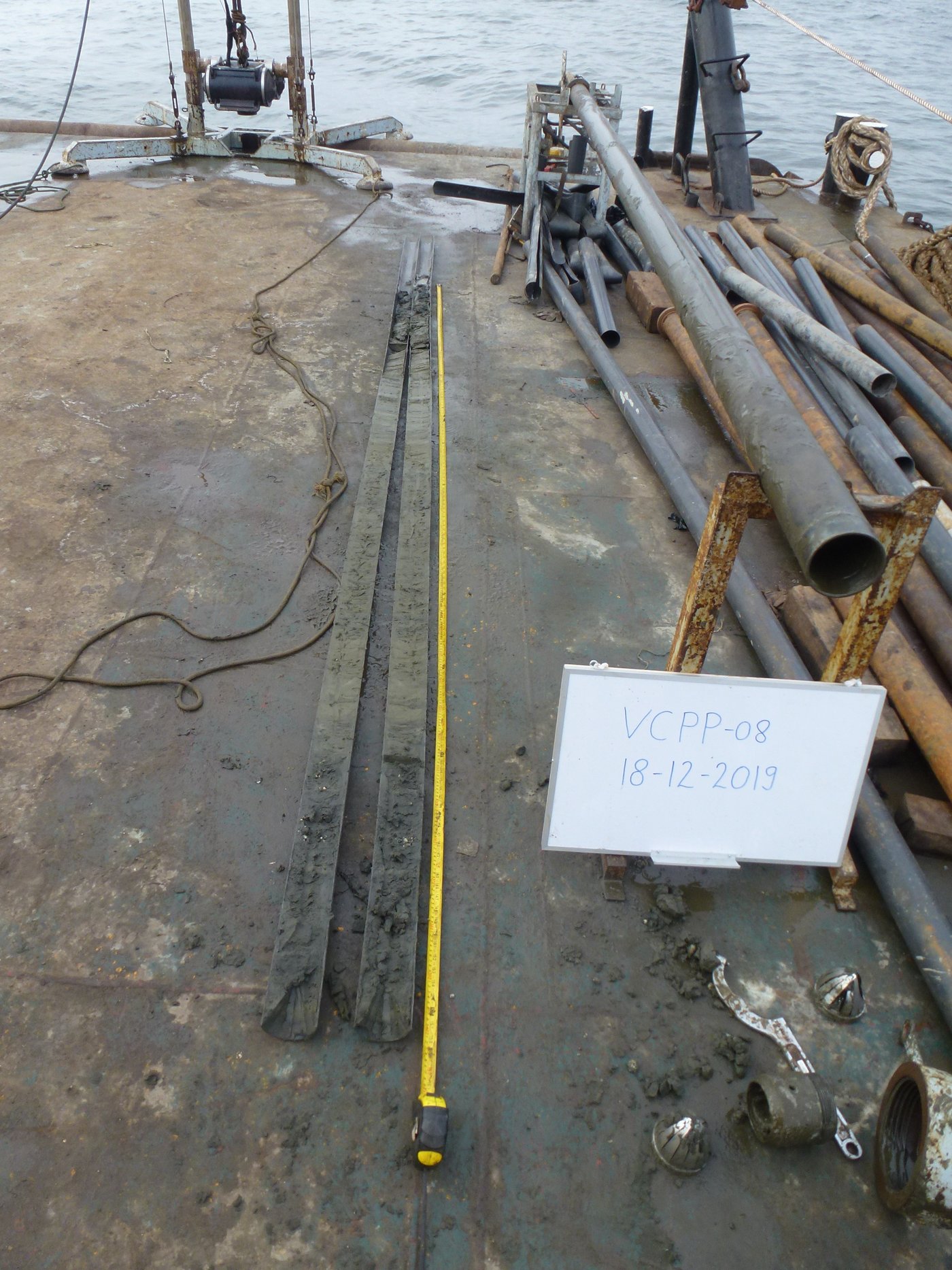 Sediment core obtained with a vibrocorer