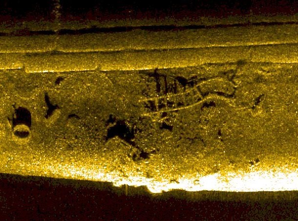 Side-scan sonar record of the port seabed